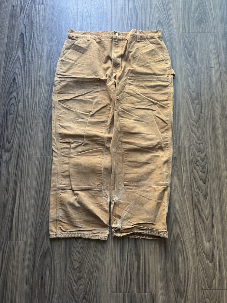 Carhartt Double Knee Brown Dungaree Carpenter Pants 40X30 (Actual 40x29) B01-BRN