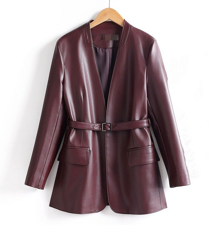 Autumn Faux Leather Jacket Women's Slim Fit Motorcycle Leather Top Coat