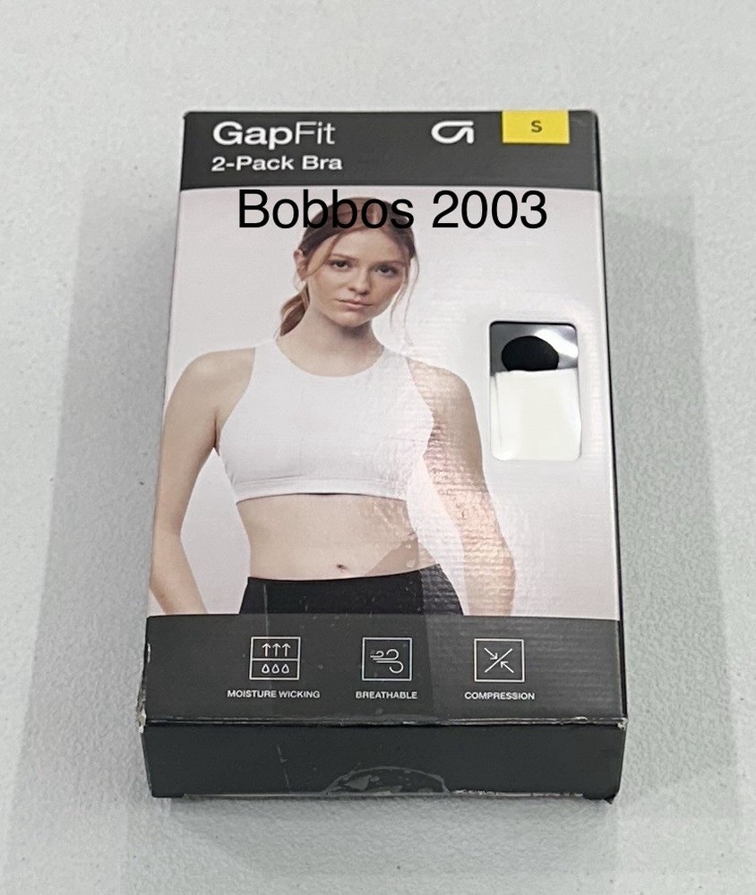 GapFit Women's 2-Pack Moisture Wicking Breathable Bra, Black/White, Size S
