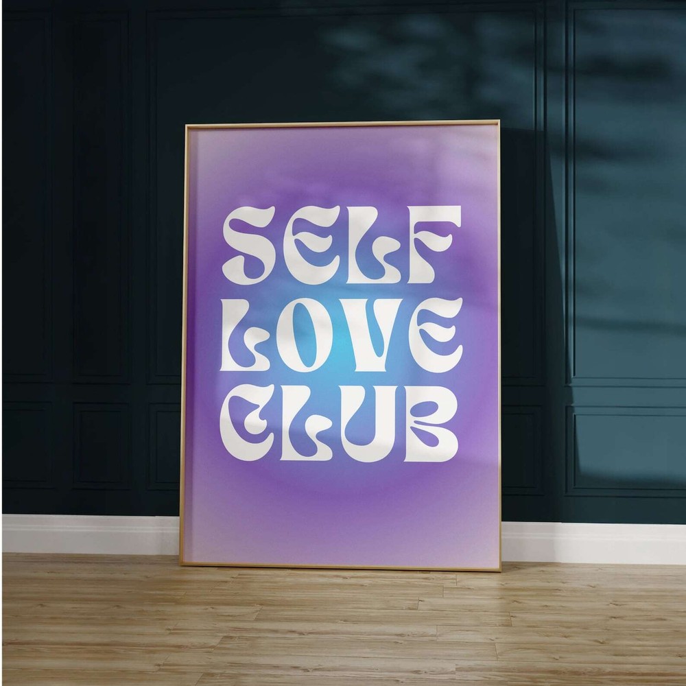 Self Love Club Print Motivational Wall Art Girly Dorm Decor Therapy Office