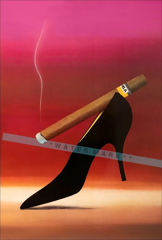 Vintage 1999 Cigar Black Heels Poster Retro Fashion Art Print  