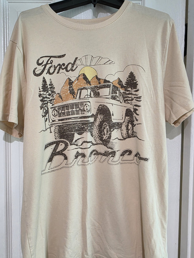 Goodfellow & Co Ford Bronco Graphic Print Beige Cotton Crew Neck T-Shirt M