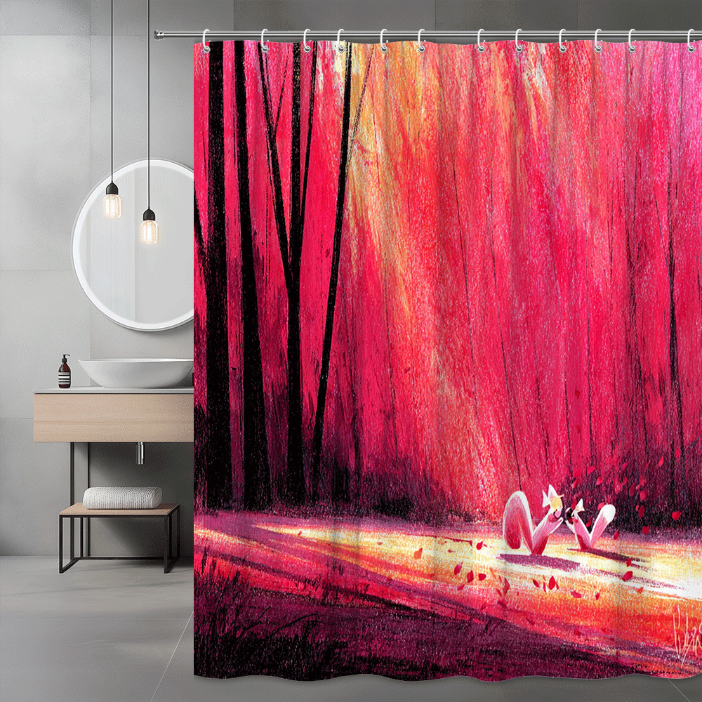 Abstract Pink Forest Shower Curtain Graphic Art Print