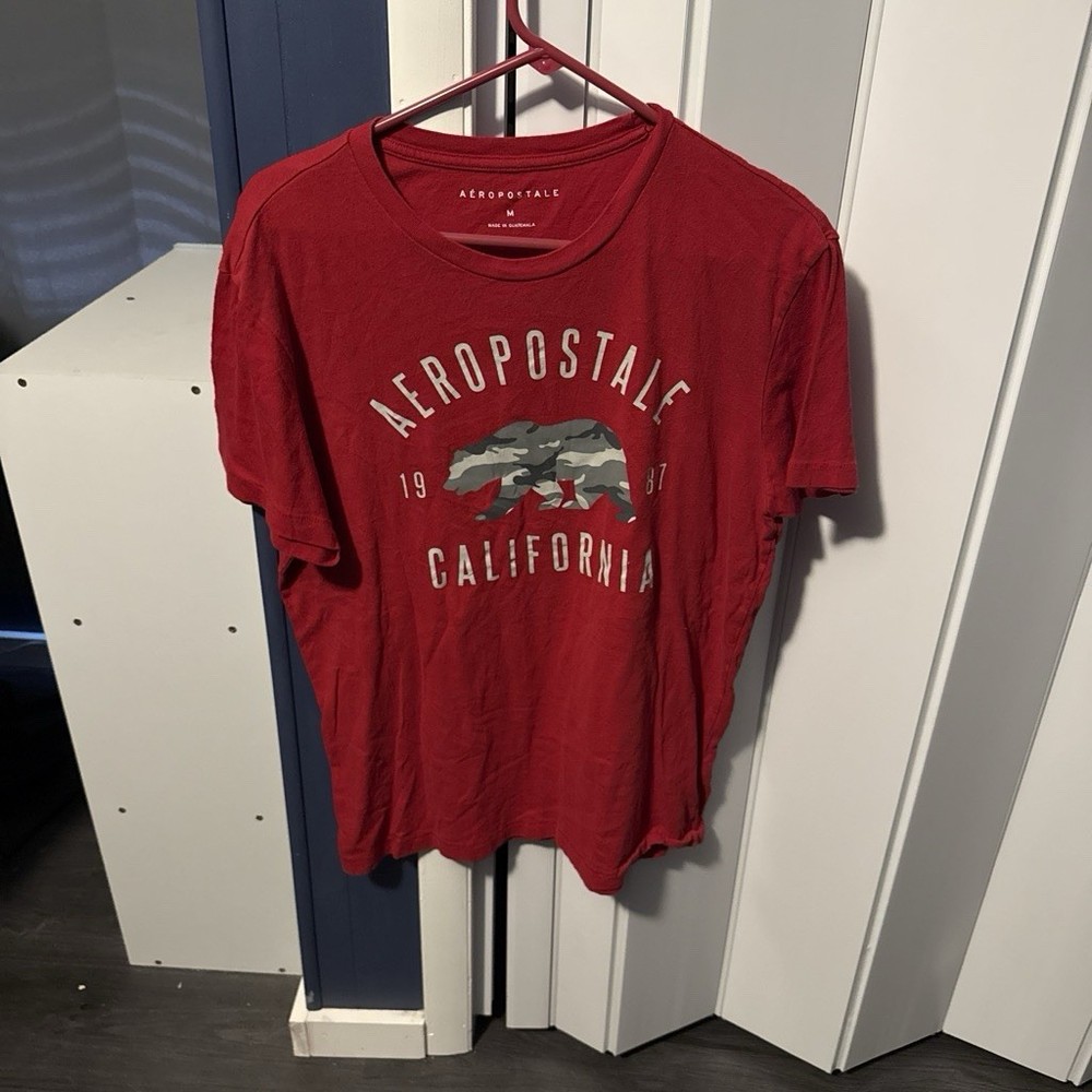 Aéropostale Men’s Red Graphic Print Crew Neck Short Sleeve T-Shirt Size M