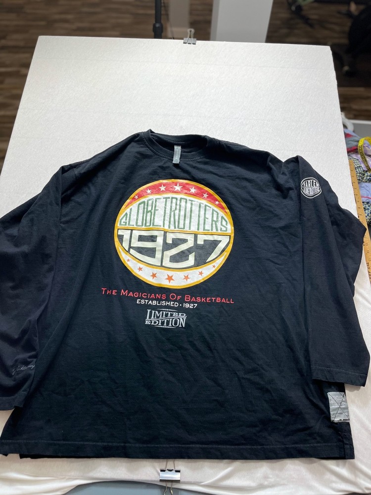 platinum fubu harlem globetrotters long sleeve graphic tshirt men size 3xl Black