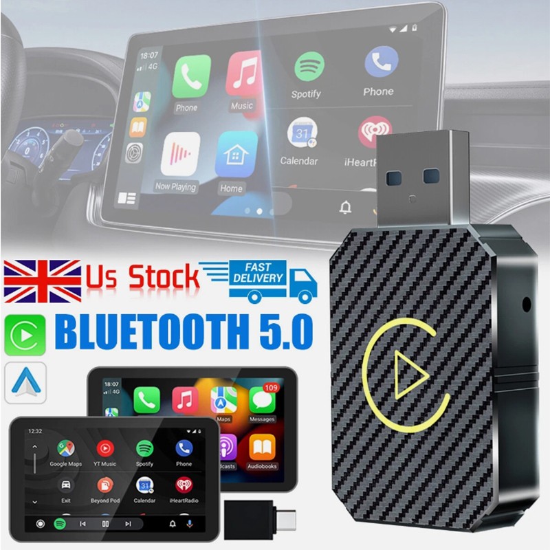2in1 Wireless CarPlay Adapter iPhone Apple Car Auto Mini Player USB Dongle