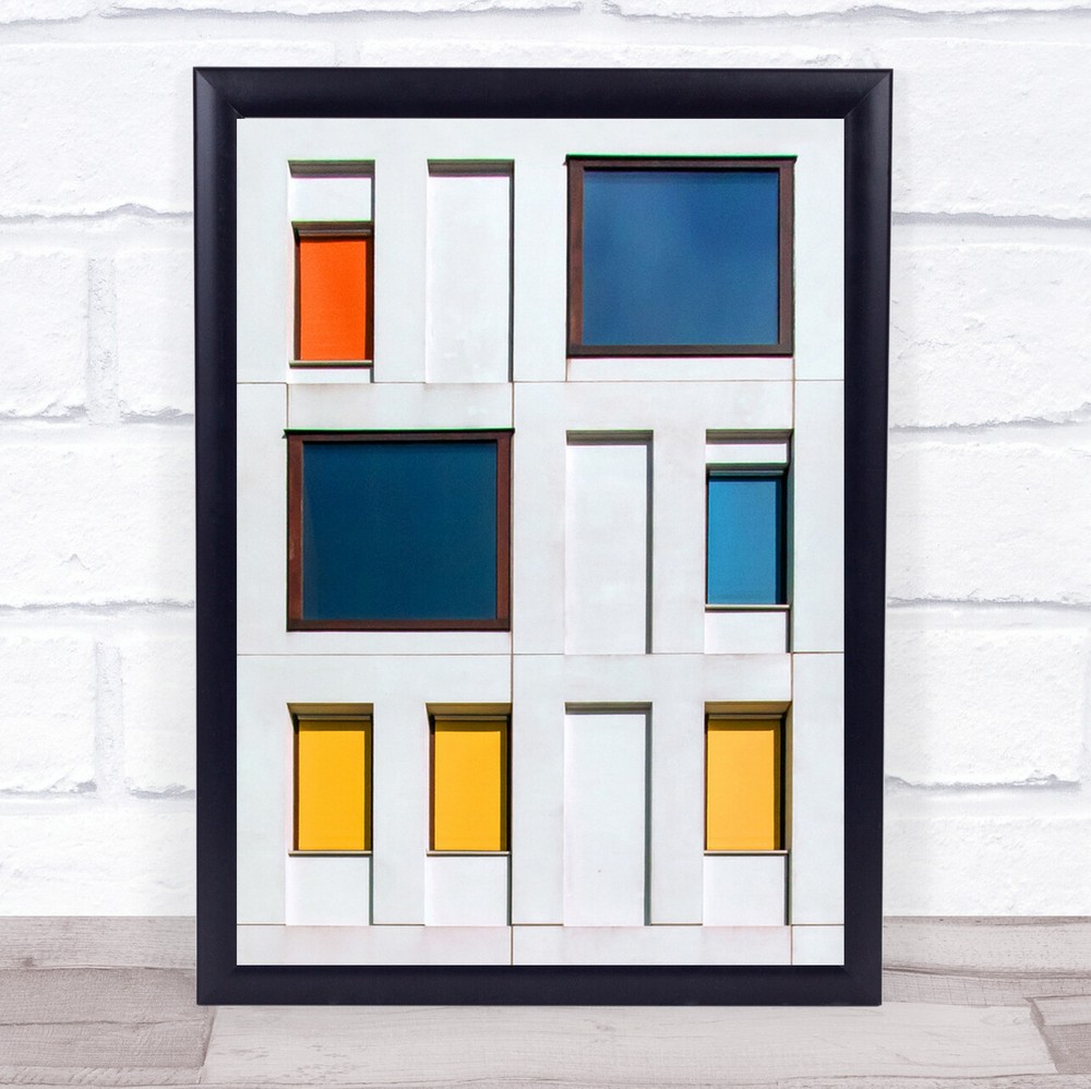 a colourful facade Architecture Geometry Shapes Windows Wall Art Print