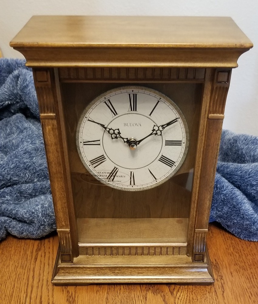 New in Box Bulova Westminster / Ave Maria Wood Chiming Mantle Clock 12
