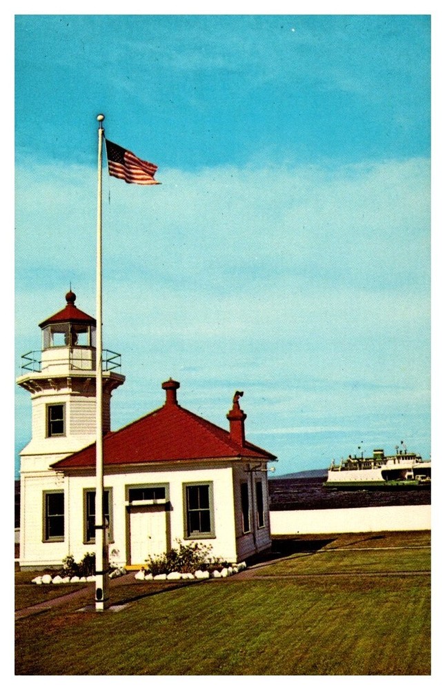 1960s Lighthouse Ferry Robinson Point Vashon Island Washington Vintage Postcard