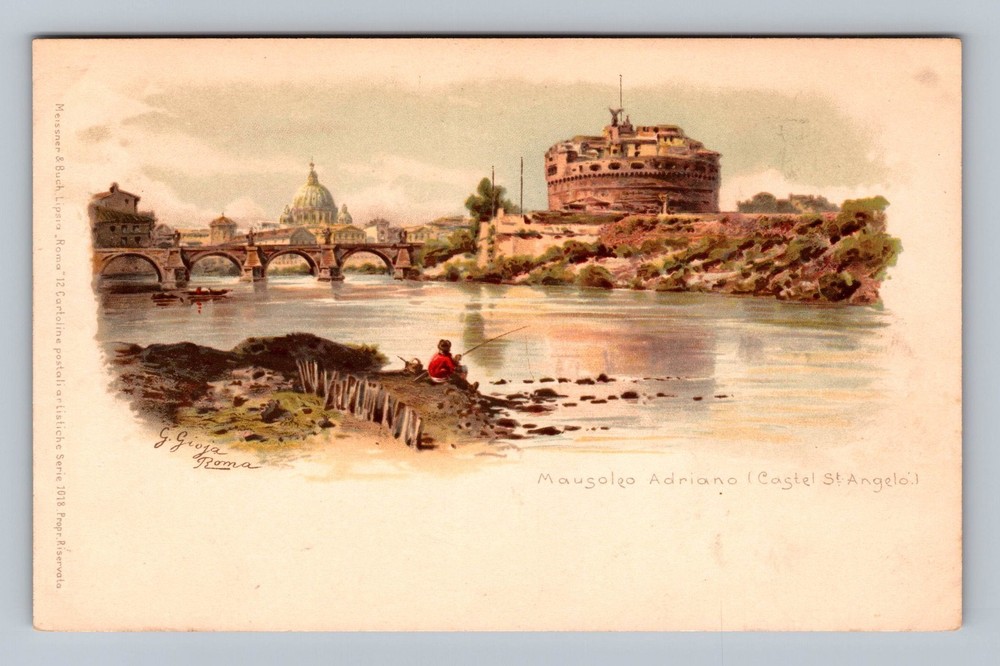 Italy- Rome Hadrian's Mausoleum Castel St Angelo Old Card View Vintage Postcard