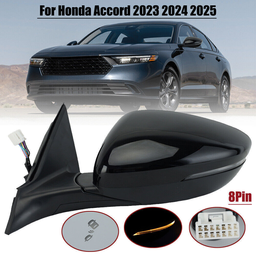2023-2025 Honda Accord Left Driver Side Mirror with Blind Spot Signal Light 8Pin