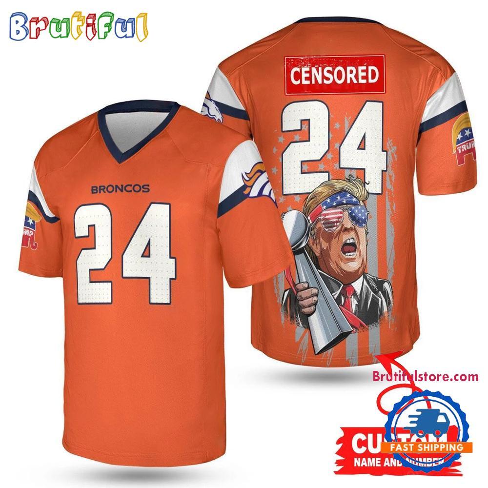 Denver Broncos Super Bowl Trophy Donald Trump Football Jersey