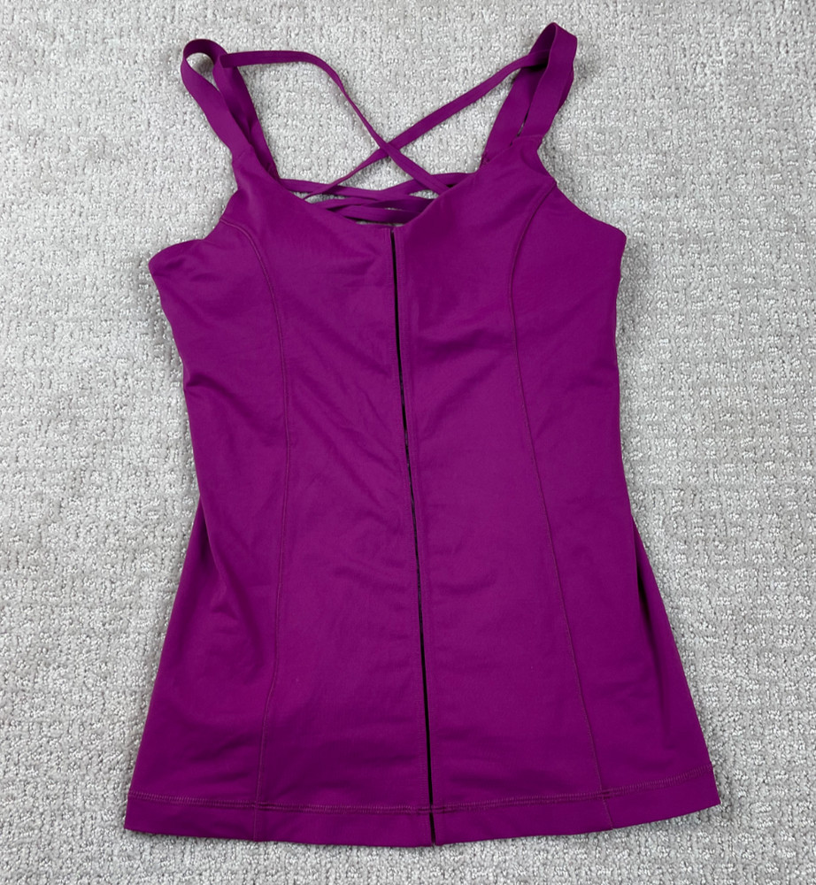 Lululemon Tank Top Womens 6 Hot To Street Self Bra Cross Back Regal Plum Fuchsia