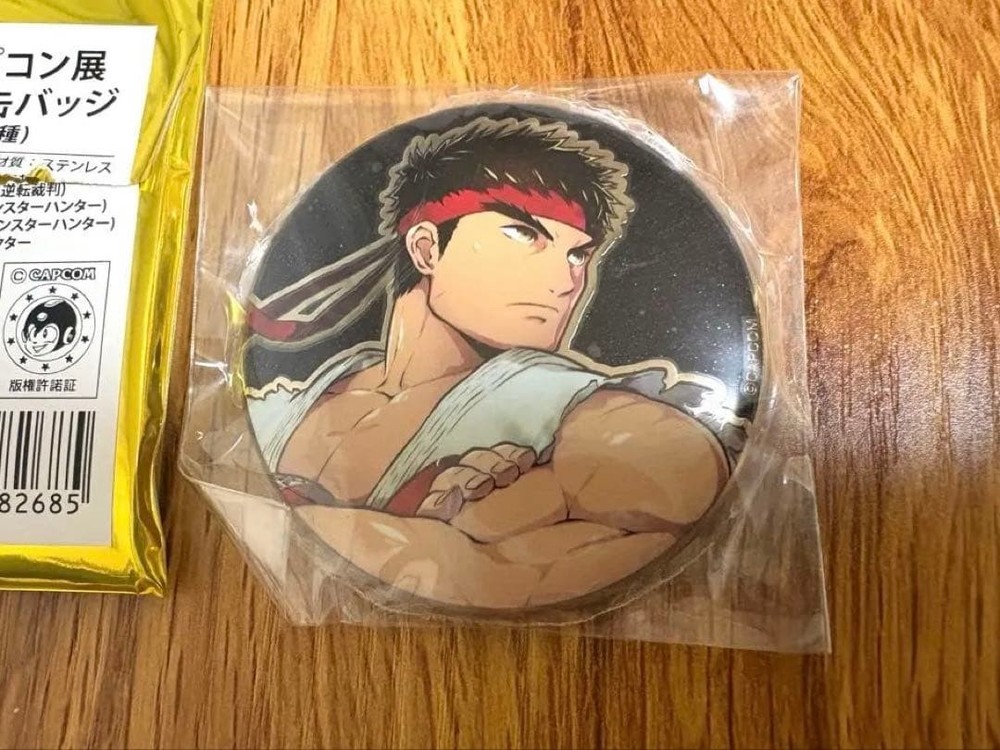 Capcom Street Fighter Ryu Can Badge Large Exhibition