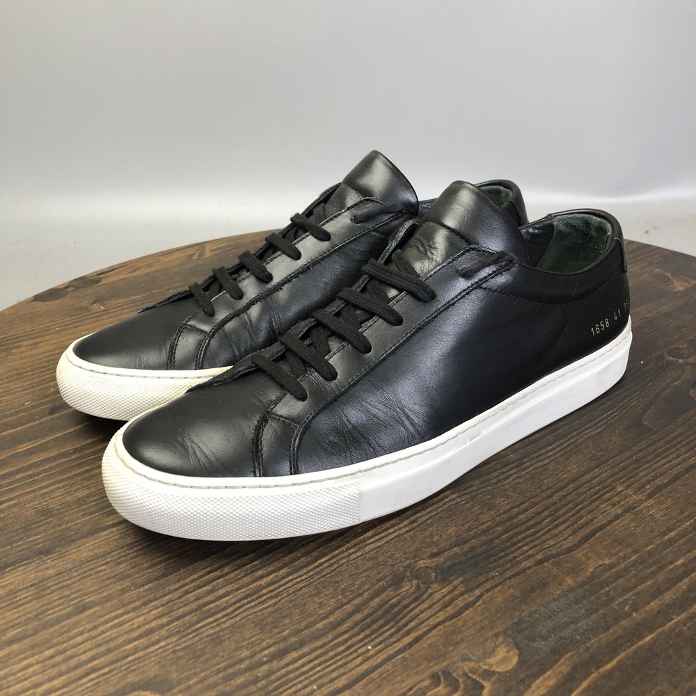 Common Projects Achilles Low Shoes Mens Size 8 Black Casual Leather Italy 1658-image