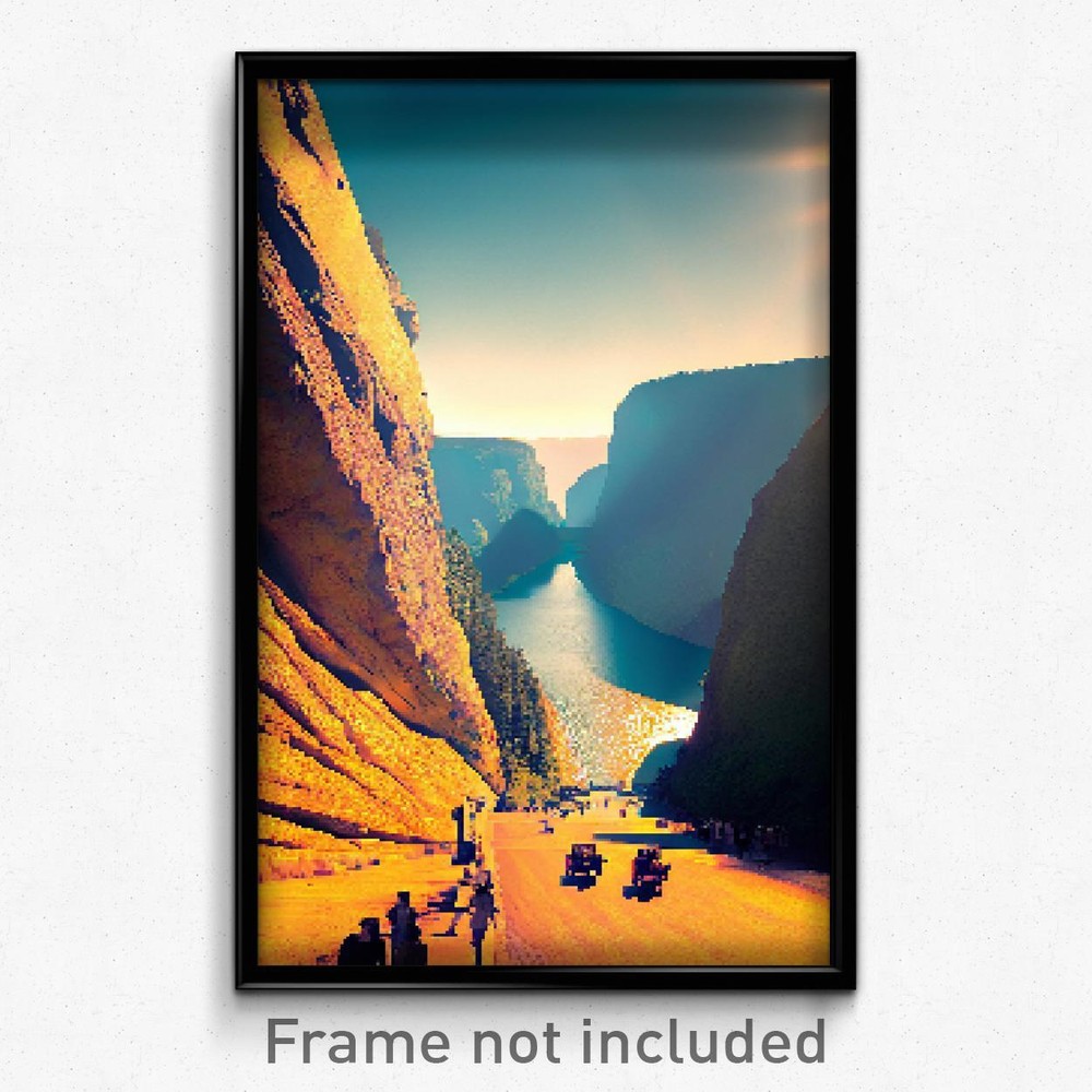 8 Bit Pixel Art Poster - International Gorge Psychedelic Video Game Print