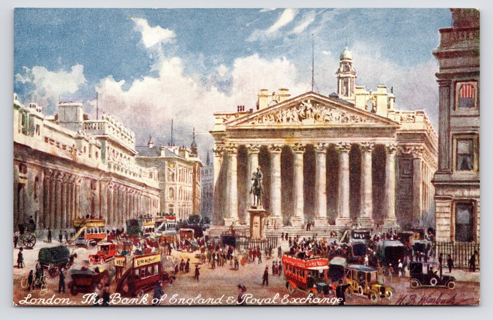 c1910~Bank of England & Royal Exchange~HB Wimbush~Tucks Oilette~Antique Postcard
