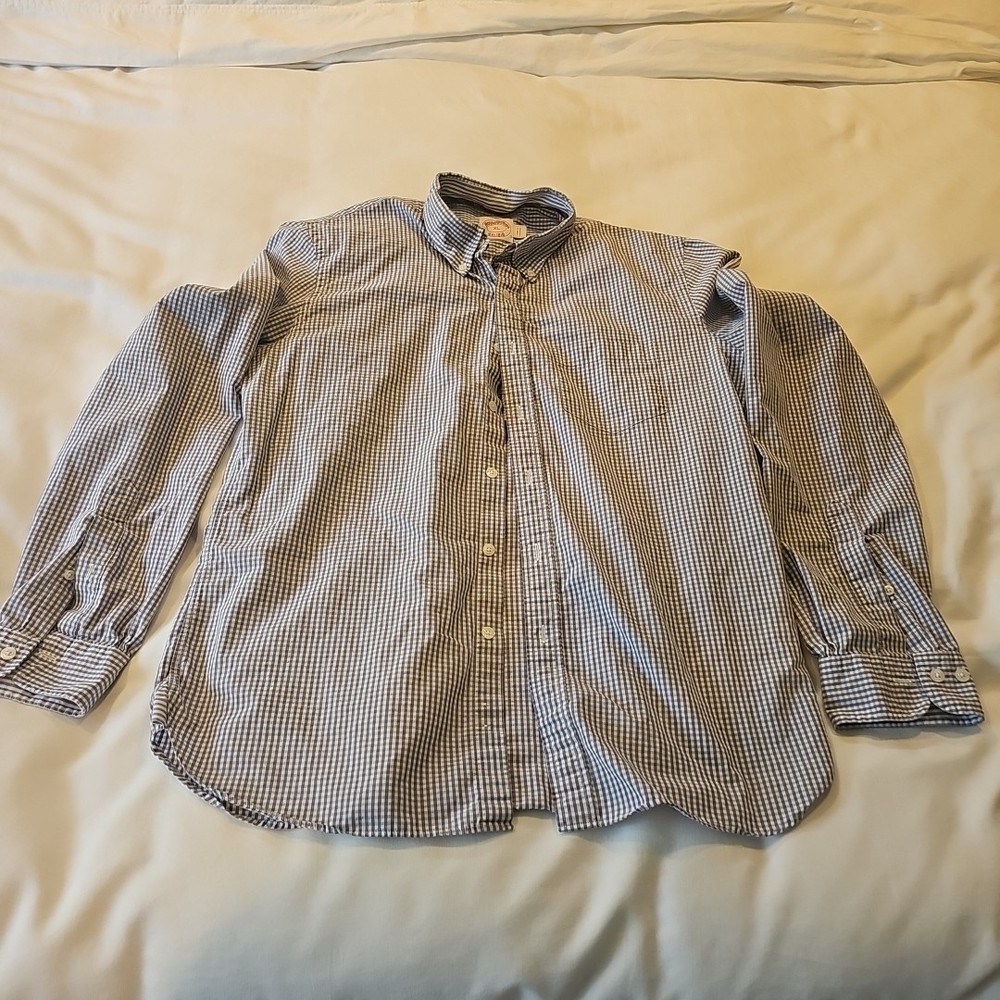 Brooks Brothers 1818 Men's Long Sleeve Checkered Button Down Shirt, Size XL