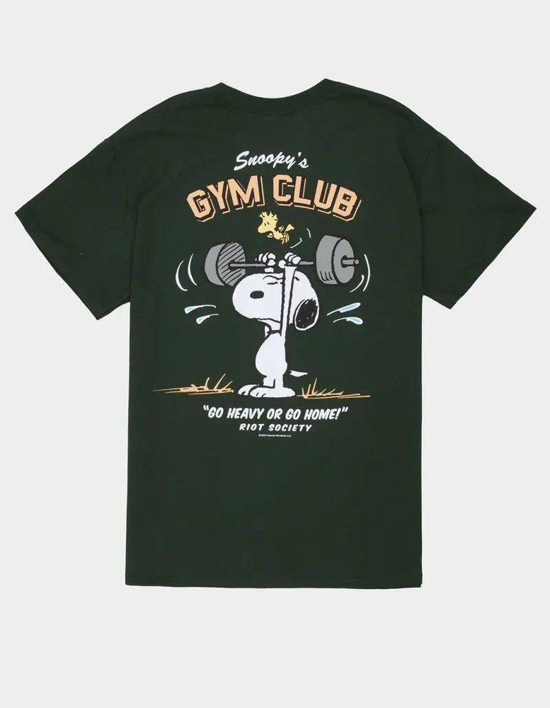 RIOT SOCIETY x Peanuts Snoopy's Gym Club Mens Tee, Graphic T-Shirt