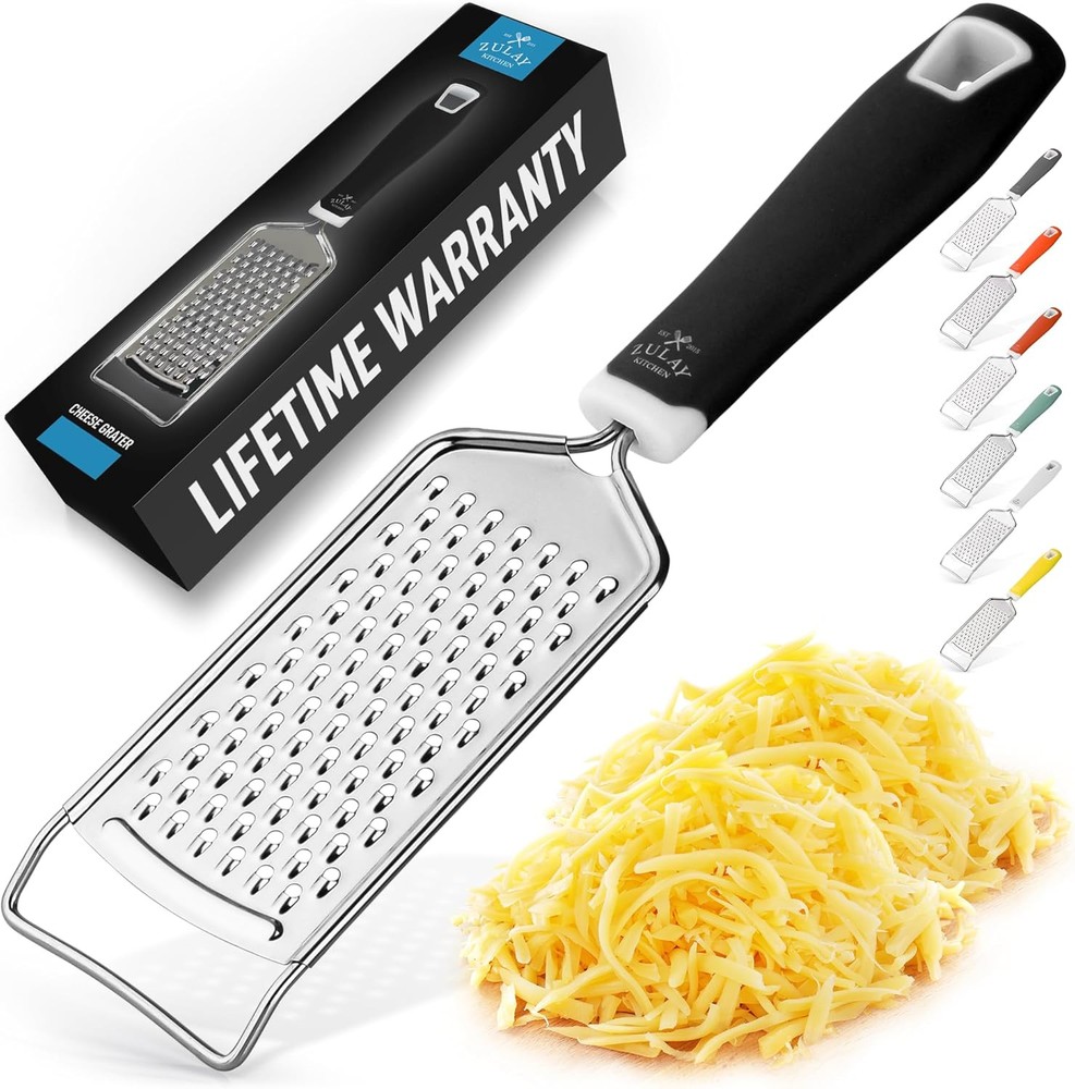 Zulay Kitchen Stainless Steel Professional Cheese Grater 1 Pack Black