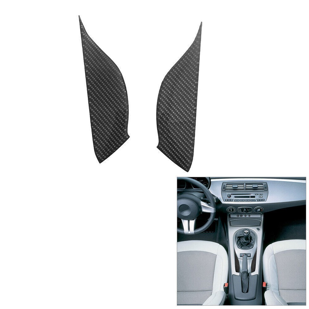 For BMW Z4 E85 2003-08 Carbon Fiber Car Interior Gear Shift Side Cover Trim 2Pcs