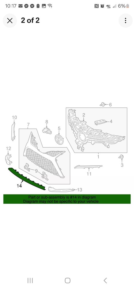 Genuine Toyota Lower Grille Molding 53122-06040 OEM Part