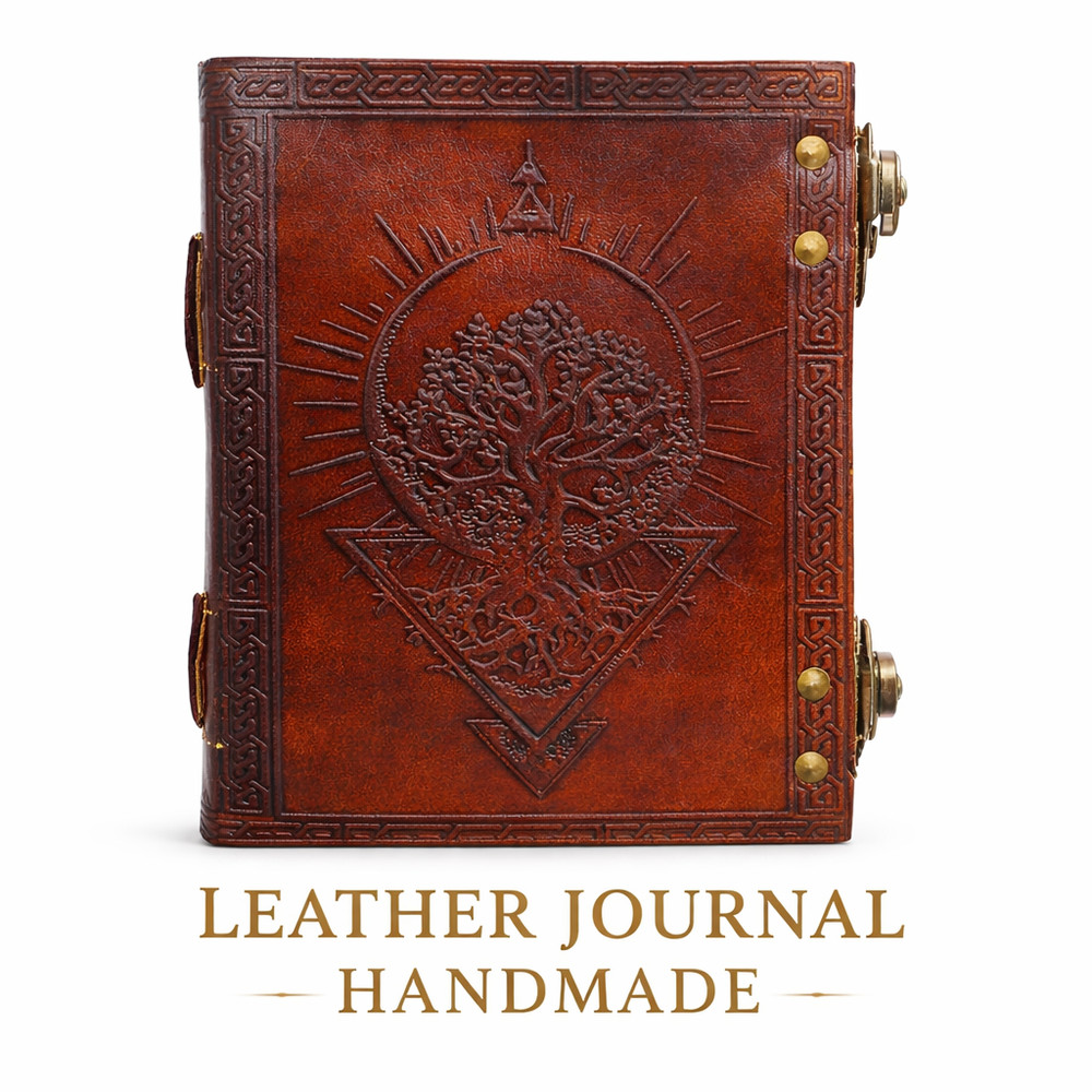 Leather Journal Notebook 7x5 Handmade Vintage Diary Double Lock 200 Blank Pages