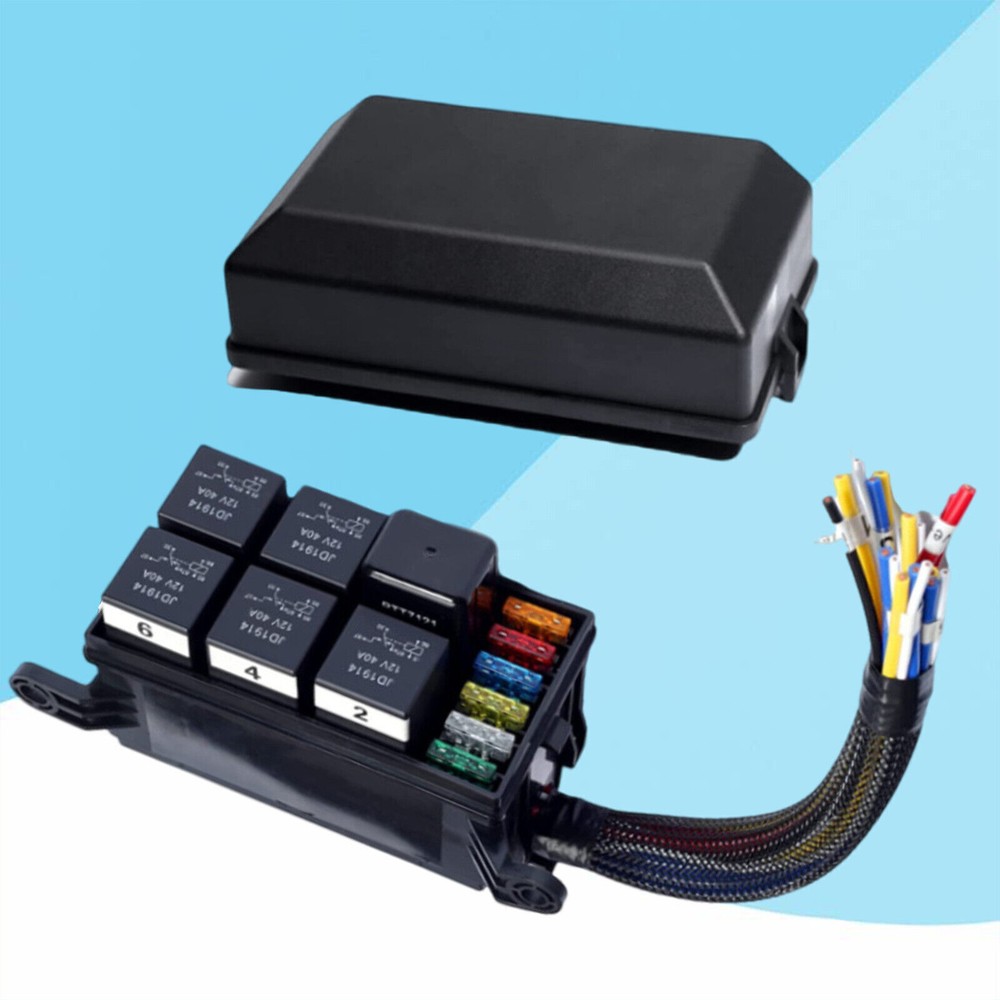 6 Way 12V Fuse & Relay Box w/ Pre-Wires Universal For Car Trucks Boat Waterproof