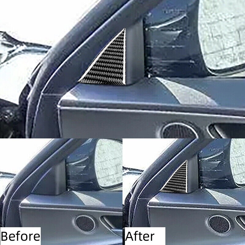 For Kia Stinger 2018-2023 Black Carbon Fiber A Pillar Front Triangle Cover Trim