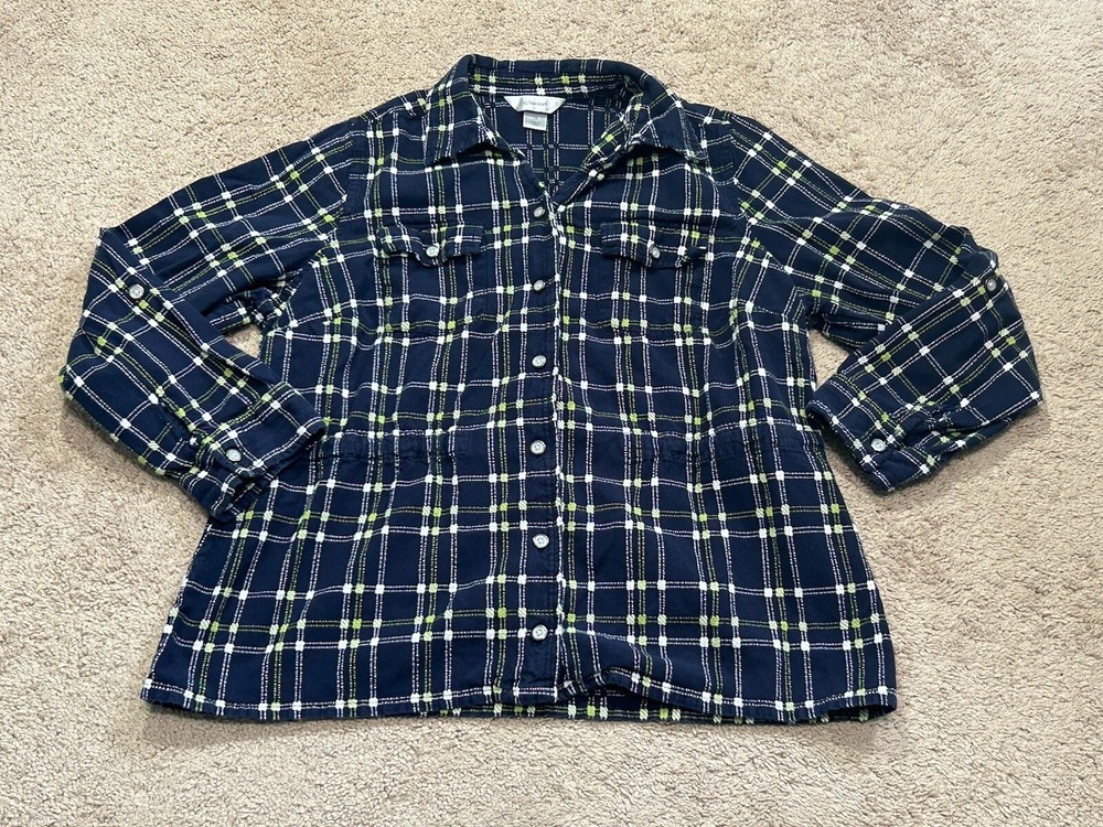 CJ Banks Womens Shirt Size 1X Multicolor Plaid Button Front Classic Casual