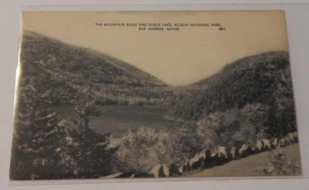 Bar Harbor ME Eagle Lake Mountain Road Acadia National Park postcard vintage-image