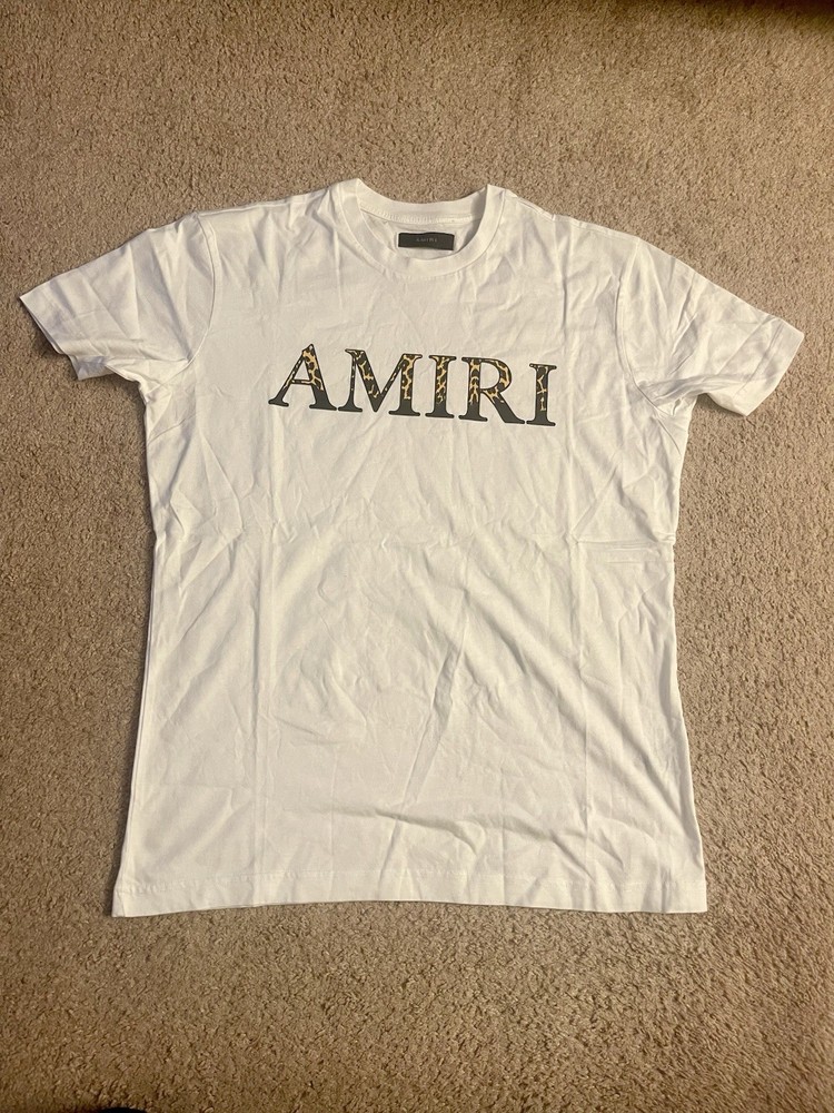 AMIRI  Leopard Logo Crewneck T-Shirt (White)