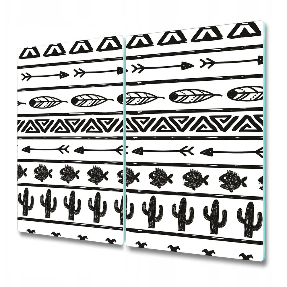 Glass Induction Ceramic Hob Cover Boho Minimalist Black and White Boho 2x30x52