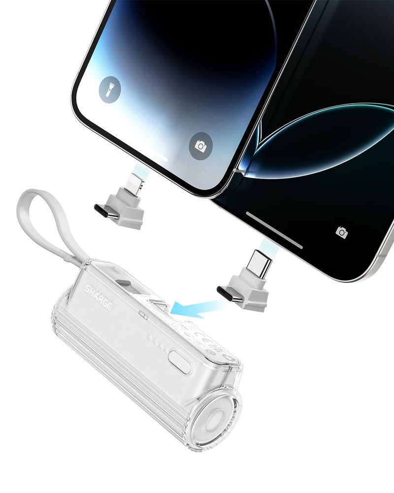 Sharge Flow Mini 5000mAh Portable Power Bank with Interchangeable Plugs