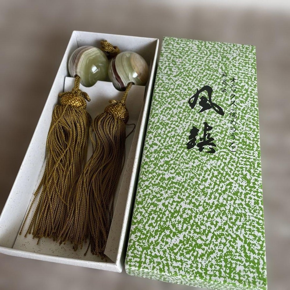 Onyx & Agate Wind Chimney Hanging Scroll Natural Stones Green Brown White