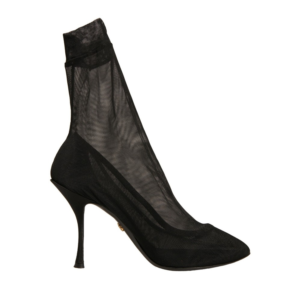 DOLCE & GABBANA Shoes Black Silk Mesh Sock Style Heels Boots EU38.5 / US8 900usd