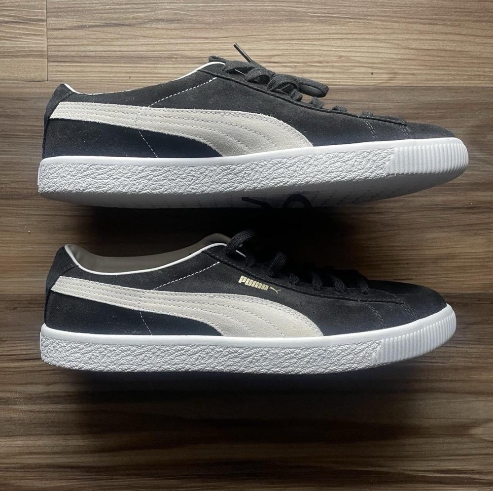 PUMA Suede Classic Men's Black White Sneakers, Lace Up, Breathable, Sports