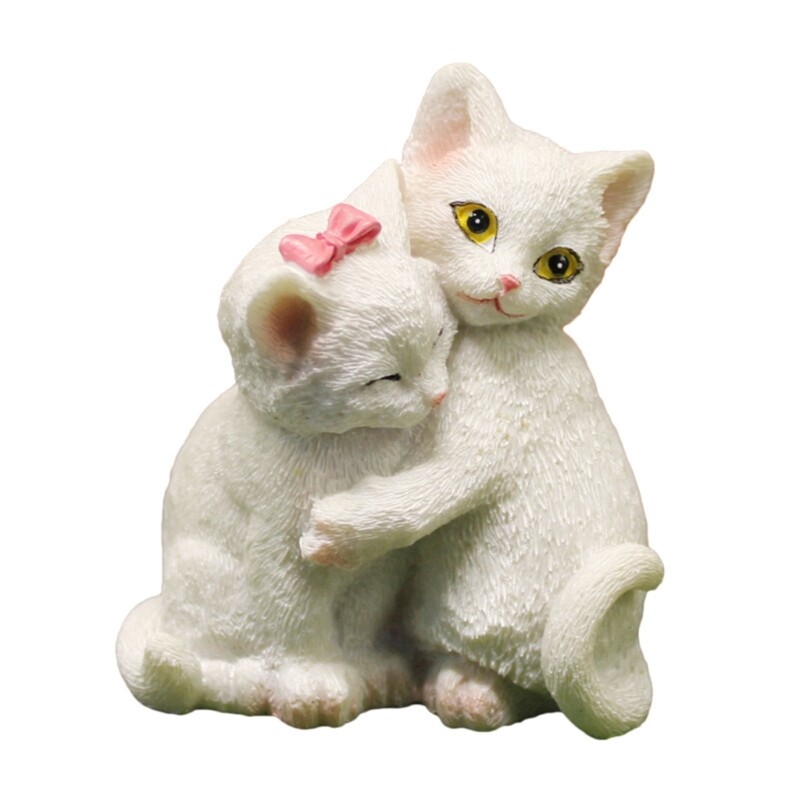Resin Couple Cats Figurine Office Desktops Ornament Friendship Birthday
