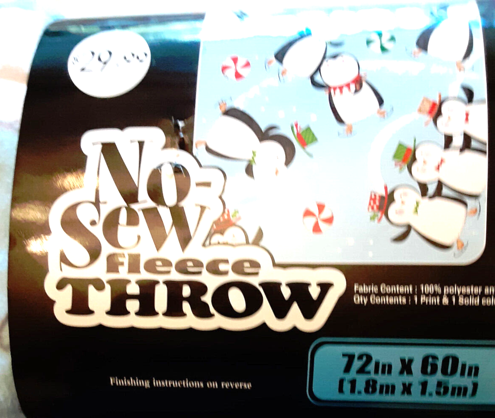 No-Sew Fleece Throw 72 x 60 - Adorable fleece throw with cute penguins and more.
