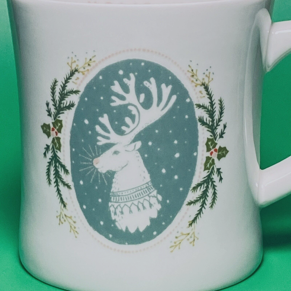 Rudolph Happy Holidays Christmas Mug Pastel Colors Reindeer Coffee Tea Cup