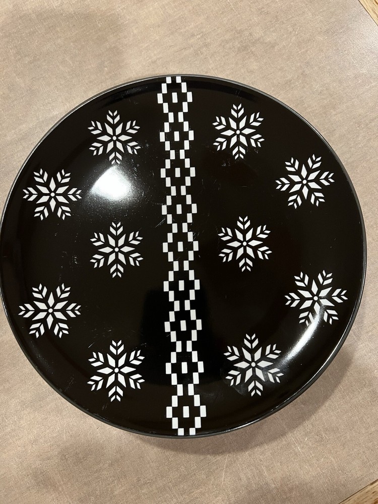 NORITAKE Colorwave Graphite- Set of 4 Christmas Accent Salad Plates Snowflakes-image