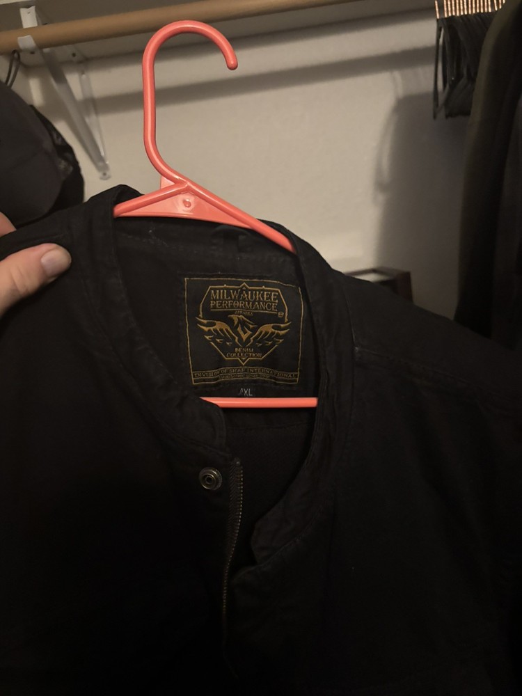 Milwaukee Performance Denim Vest Black Club Style Conceal Carry Snap Pocket: 4XL