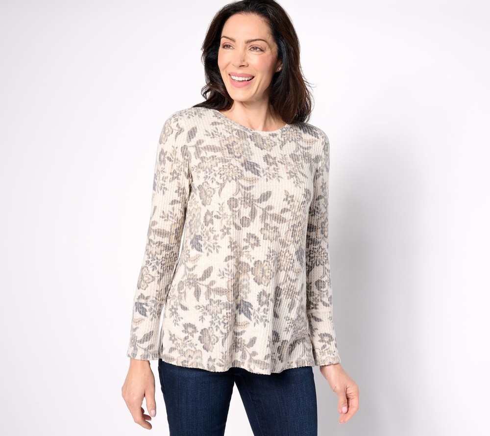 Susan Graver Women's Top Petite PXS Weekend Printed Multi-colored A626988