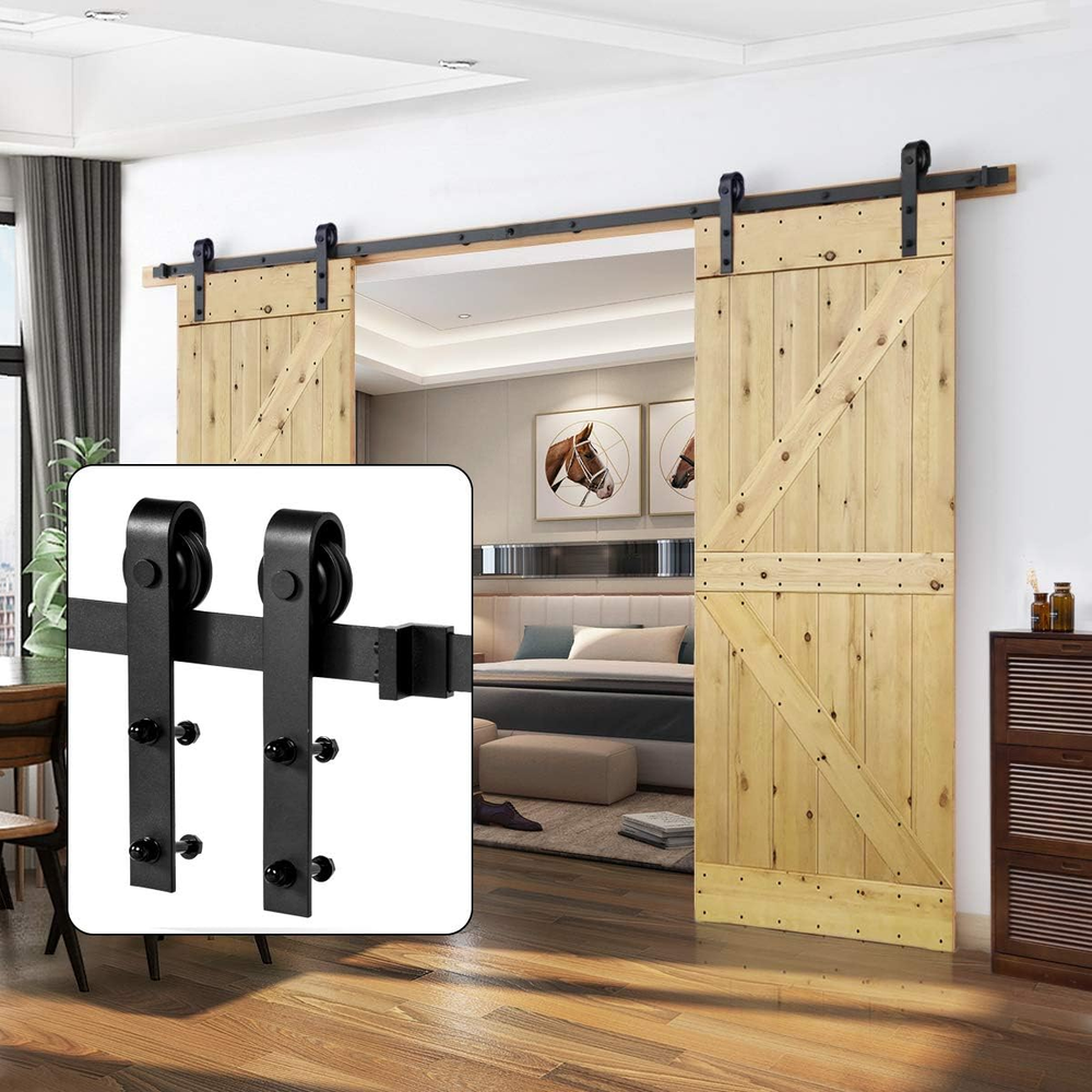 10FT Heavy Duty Sturdy Sliding Barn Door Hardware Kit - Super Smoothly and Qu...