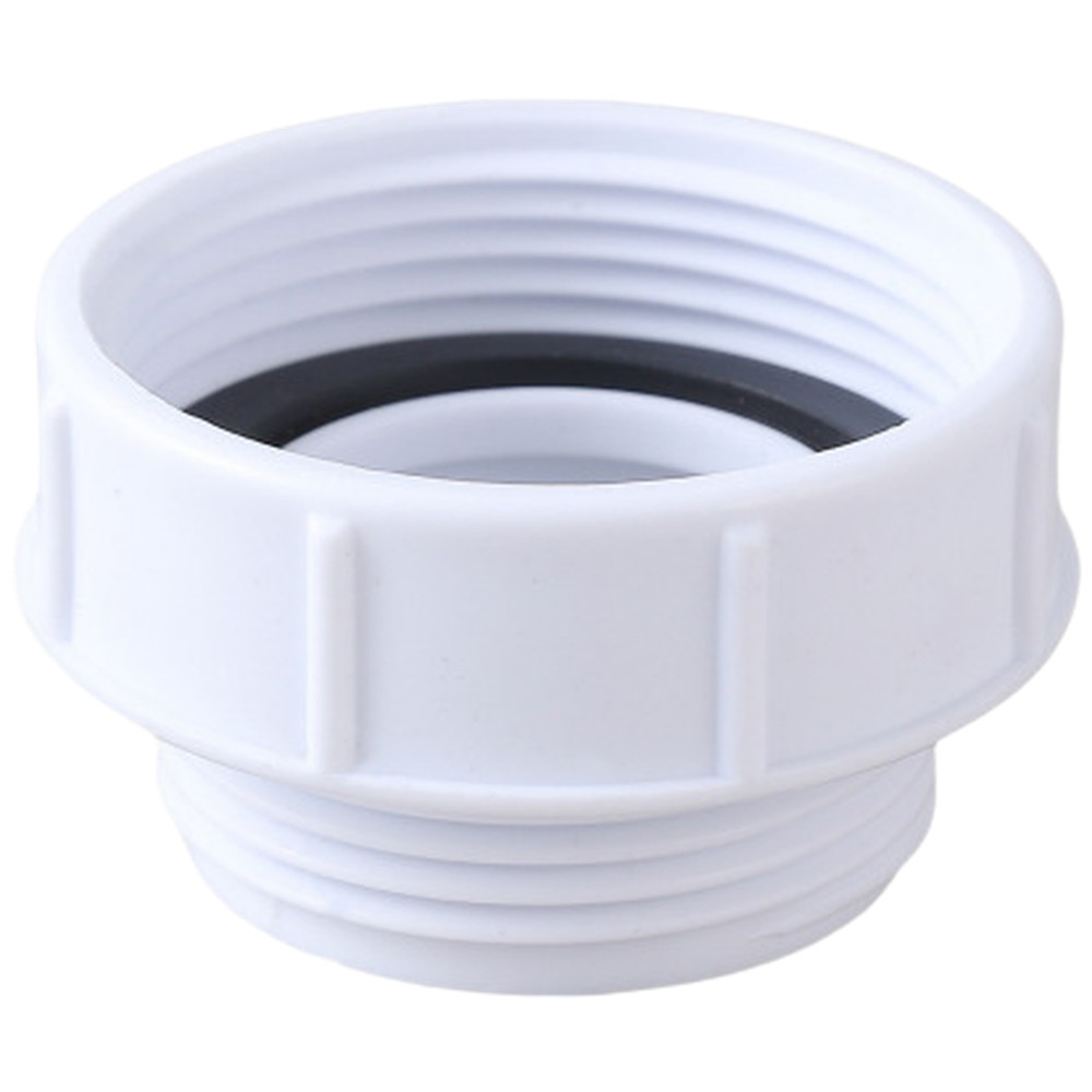 Polypropylene drain pipe adapter reduces 1 1/2 inch to 1 1/4 inch diameter