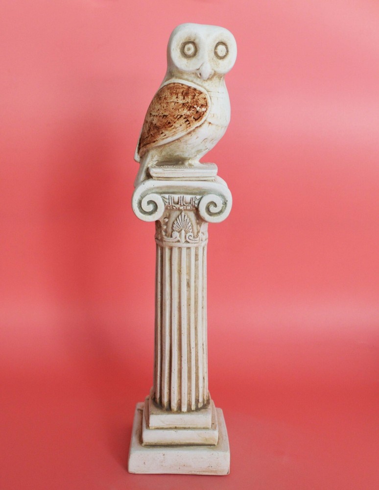 Athena Owl on Ionic Column Statue - Symbol of Wisdom