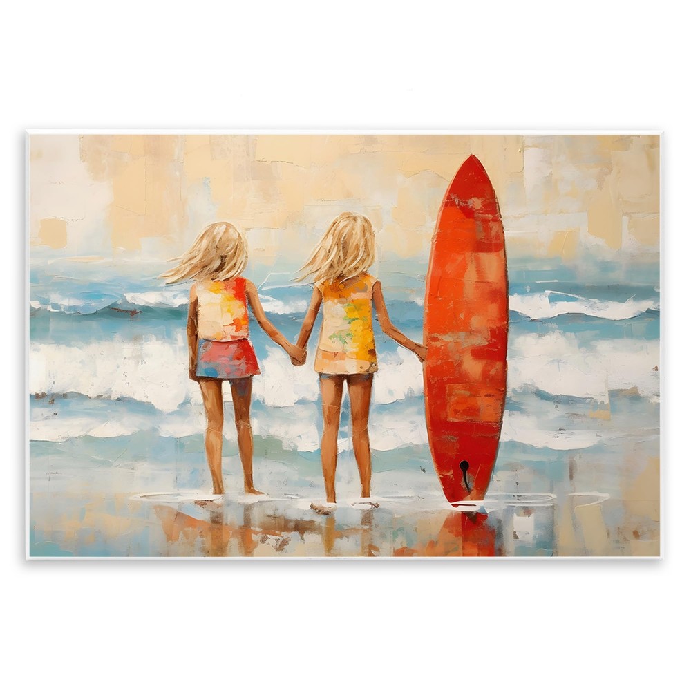 Surfboard Wall Plaque Art 15x10 by Petal Prints, Perfect Beach Decor