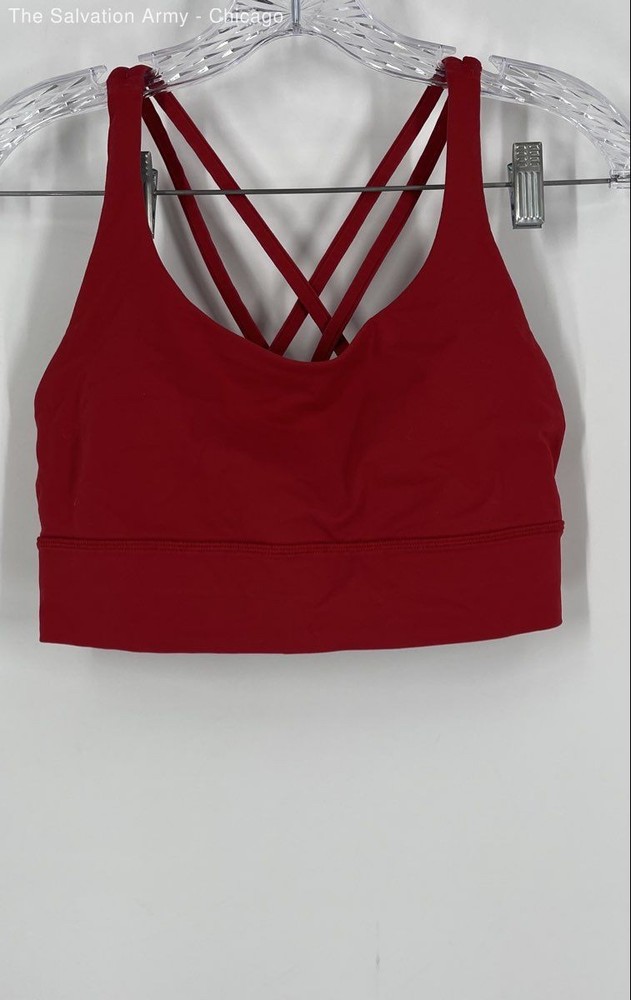 Lululemon Womens Red Scoop Neck Crossback Pullover Sports Bra Size Medium