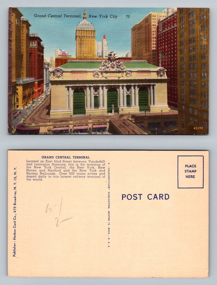 New York, NY-New York, Grand Central Terminal 42nd Street Vintage Postcard