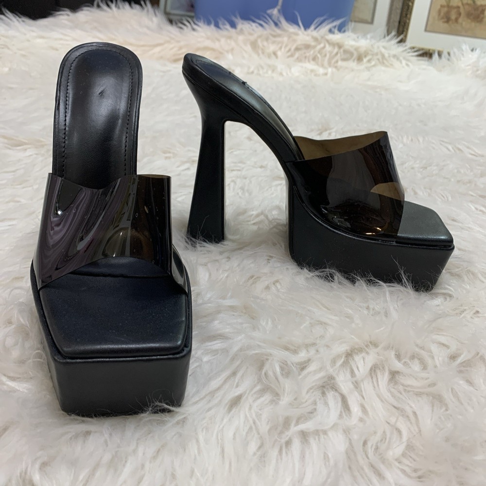 black 6” platform slides size 7